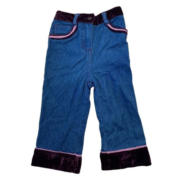 Y2K Sweety Velour & Lace Embellished Jeans - Picture 1 of 5